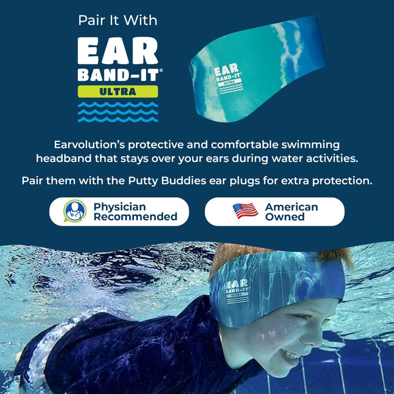 Putty Buddies Earvolution Putty Buddies Earplugs for Swimming and Bathing - Doctor-Invented, Made in USA, Moldable Premium Silicone Plugs Help Prevent Swimmer's Ear, 3 Pair Pack - Clear - Image 5